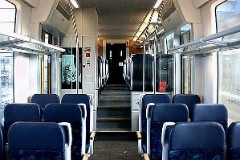 DSB Desiro MQ trainset interior photographed at the railway station in Odense 31. December 2003.
